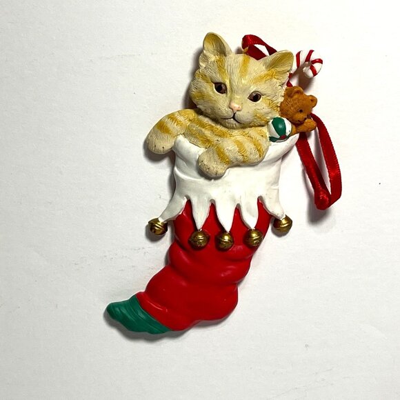 Cat In Christmas Stocking Ornament - Picture 1 of 4